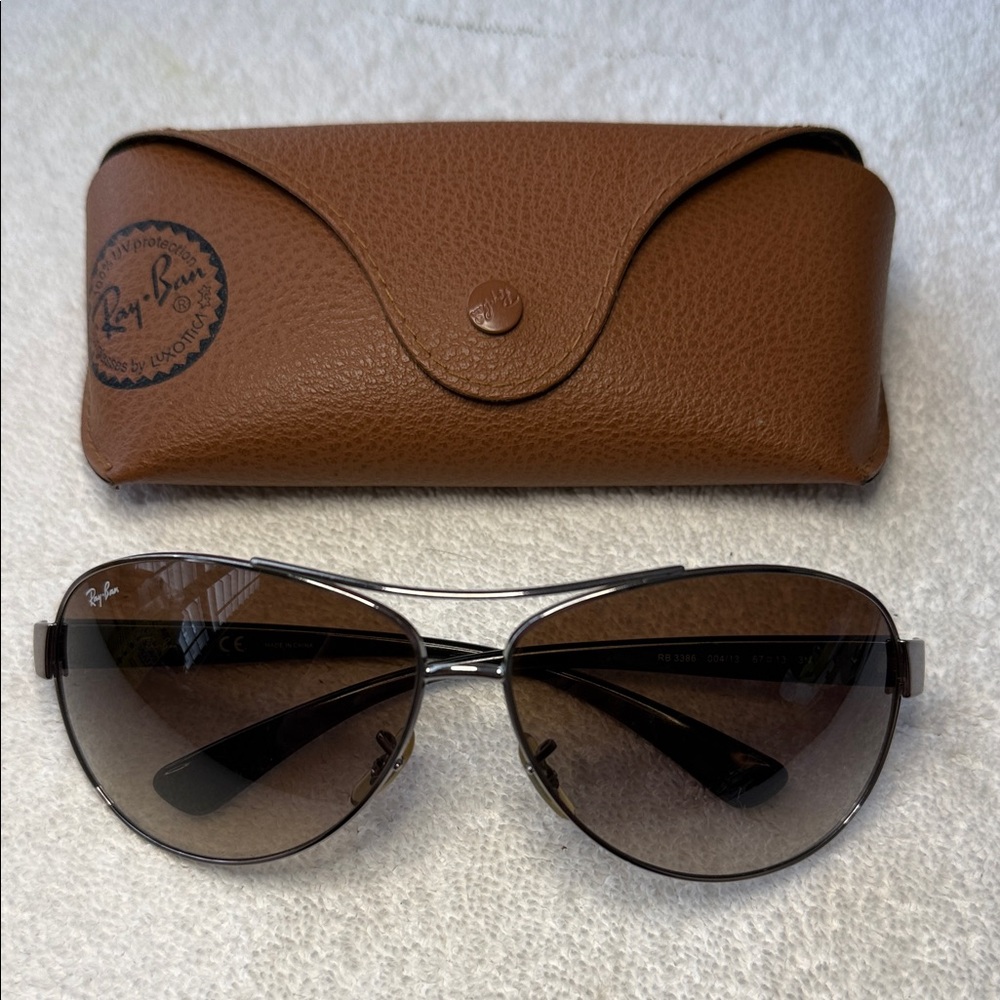 Ray Ban RB 3386 Black Silver Wrap Sunglasses